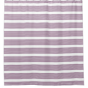 Cortina De Ducha Patrón malva morado y blanco de cinco rayas