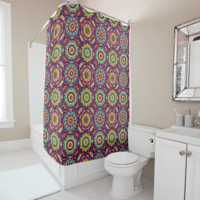 Cortina De Ducha Patrón Mandala Retro (In situ)