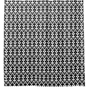 Cortina De Ducha Patrón marroquí de damasco de Ikat, negro y blanco