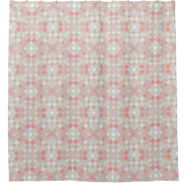 Cortina De Ducha Patrón marroquí de quatrefoil Peach Seafoam (Anverso)