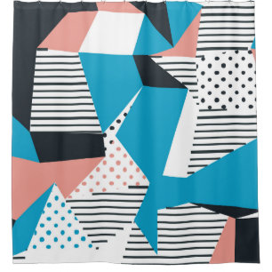Cortina De Ducha Patrón Memphis: Minimalista tendencia abstracta
