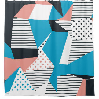 Cortina De Ducha Patrón Memphis: Minimalista tendencia abstracta