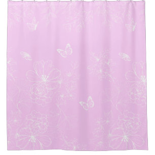 Cortina De Ducha Patrón Minimalista floral rosa Resumen moderno