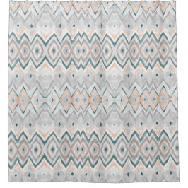 Cortina De Ducha Patrón moderno de Chevron gris pálido Boho Verde a