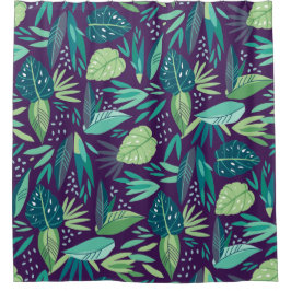 Cortina De Ducha Patrón moderno de hojas verdes botánicas sin mar