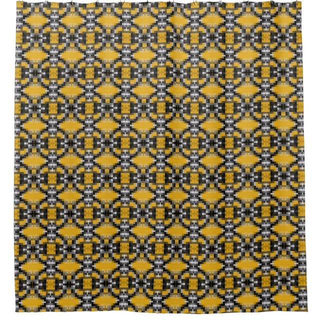 Cortina De Ducha Patrón moderno de mosaico amarillo negro moderno d (Anverso)