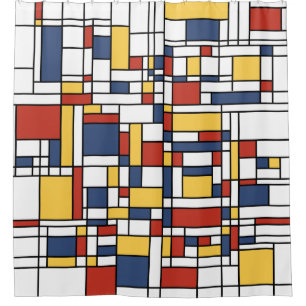 Cortina De Ducha Patrón Mondrian De Stijl