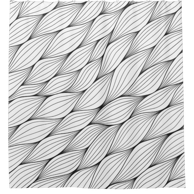 Cortina De Ducha Patrón monocromo sin soldadura con rizado abstract (Anverso)