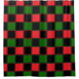 Cortina De Ducha Patrón negro rojo y negro verde de cheques