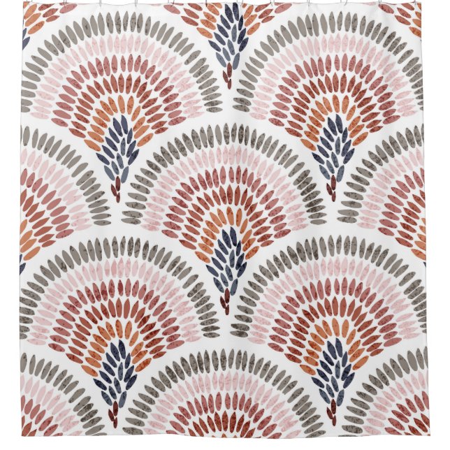 Cortina De Ducha Patrón ondulado sin costura. Diseño de Seigaiha en (Anverso)