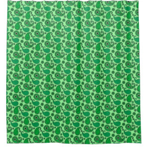 Cortina De Ducha Patrón paisley, jade y verde menta