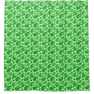 Cortina De Ducha Patrón Paisley, verde limón y esmeralda