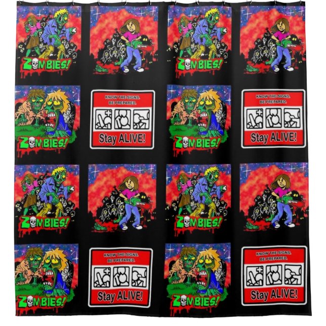 Cortina De Ducha Patrón Personalizado zombie (Anverso)