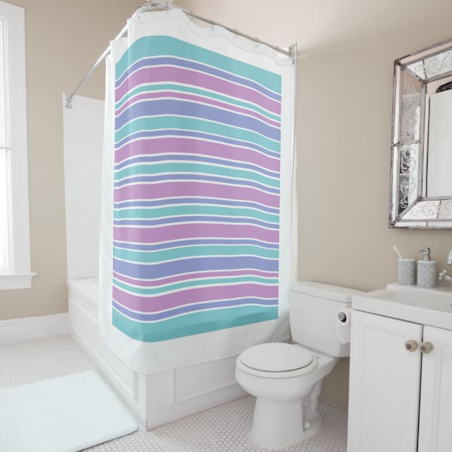 Cortina De Ducha Patrón rayado Pastel (In situ)