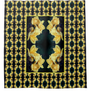 Cortina De Ducha Patrón resumen del trío de rosa amarillo