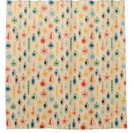 Cortina De Ducha Patrón retro de mediados del siglo con juguetes de