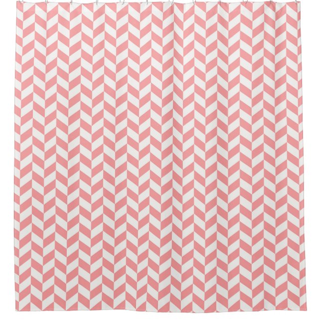 Cortina De Ducha Patrón Seamless Moderno de Herringbone Rosa & Crea (Anverso)