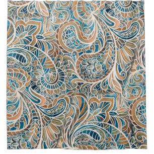 Cortina De Ducha Patrón sin brillo con la impresión Paisley multico