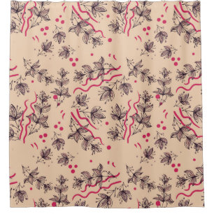 Cortina De Ducha Patrón sin foco de flores y hojas. Ororfo floral