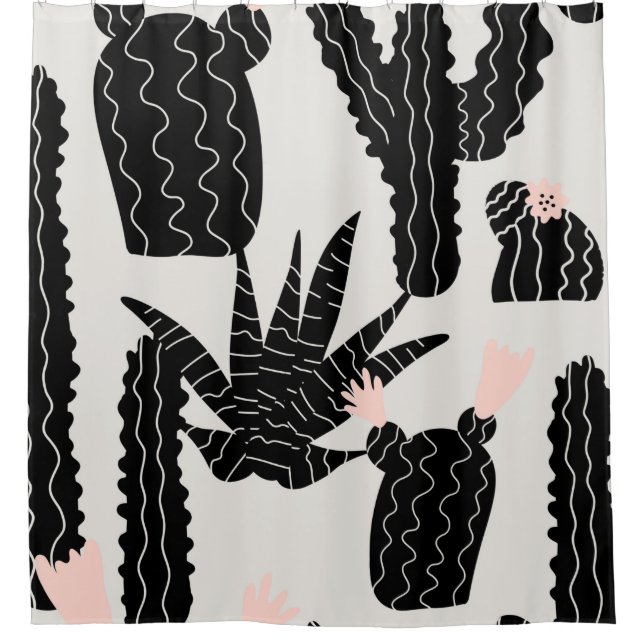 Cortina De Ducha Patrón sin problemas con ilustracion de cactus (Anverso)