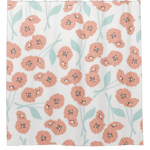 Cortina De Ducha Patrón sin soldadura con flores y elementos floral