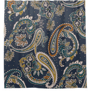 Cortina De Ducha Patrón tradicional de paisley indio sobre fondo