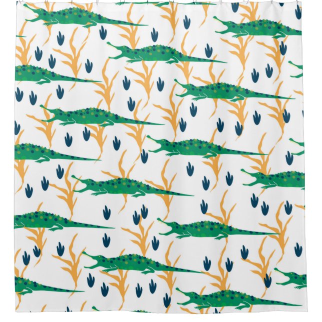 Cortina De Ducha Patrón transparente de cocodrilos. animales person (Anverso)