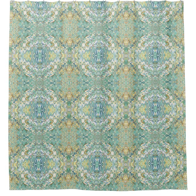 Cortina De Ducha Patrón único de Moda turquesa (Anverso)