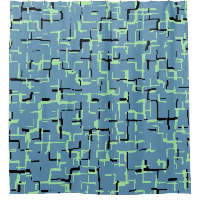 Cortina De Ducha Patrón único verde azul (Anverso)