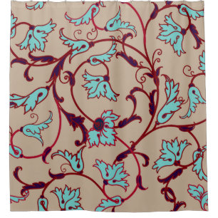 Cortina De Ducha Patrón vintage de textura floral. Patrón sin solda