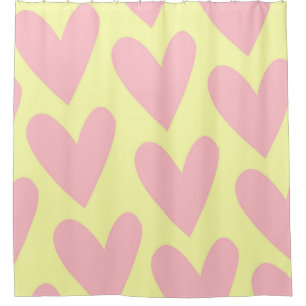 Cortina De Ducha Patrón Y2K amarillo rosado lindo simple del corazó