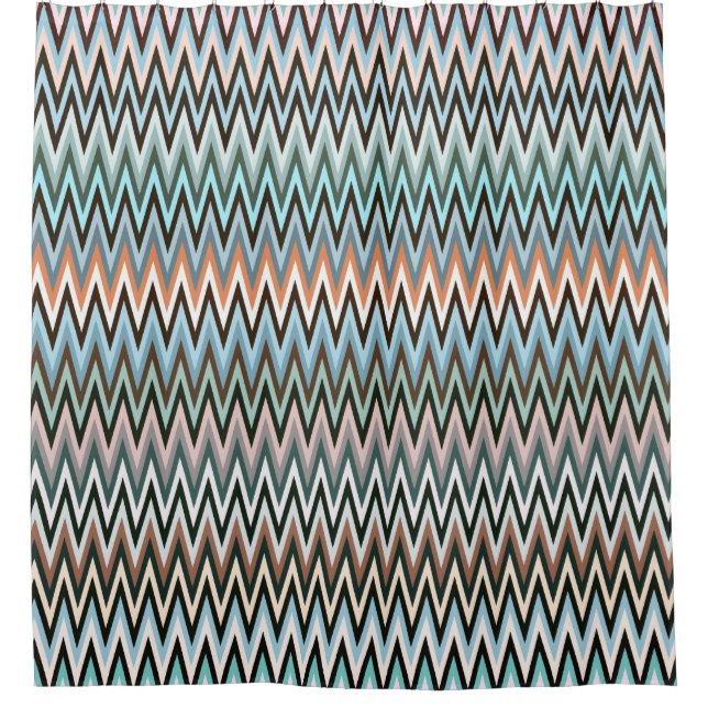 Cortina De Ducha Patrón Zigzag multicolor (Anverso)
