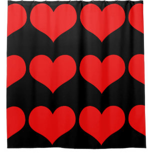 Cortina De Ducha Patrones de corazón rojo tacto Bonito de color Per