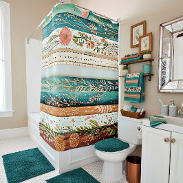 Cortina De Ducha Patrones mezclados shabby chic