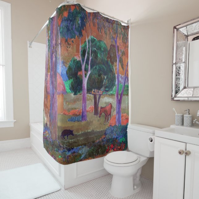 Cortina De Ducha Paul Gauguin - Paisaje con cerdo y caballo (In situ)