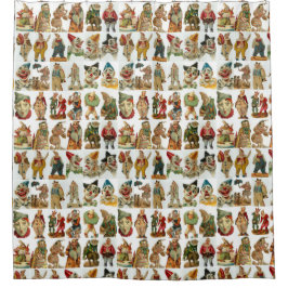 Cortina De Ducha Payasos vintage en blanco