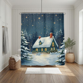 Cortina De Ducha Peaceful Cabin Christmas Shower Curtain