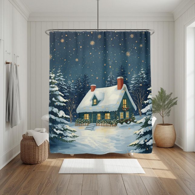 Cortina De Ducha Peaceful Cabin Christmas Shower Curtain (Subido por el creador)