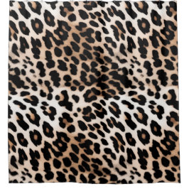 Cortina De Ducha Peach Black Cream Leopardo Animal