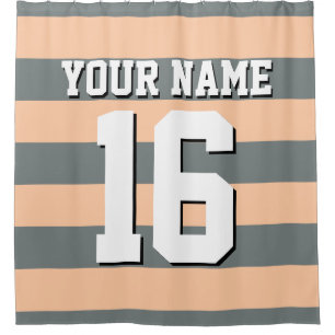 Cortina De Ducha Peach Charcoal Sports Jersey Preppy Strip