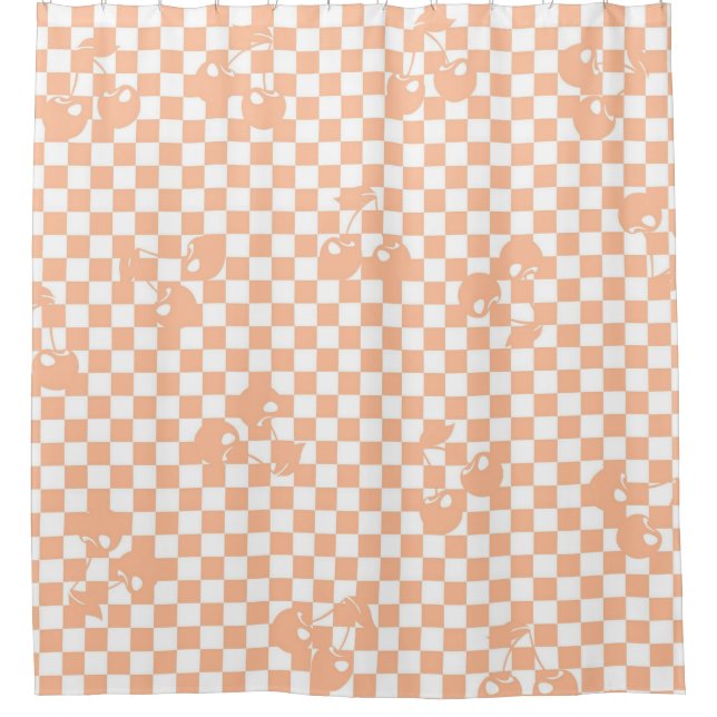 Cortina De Ducha Peach Fuzz Cherry Gingham Pattern (Anverso)
