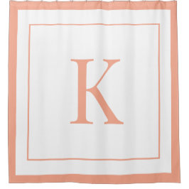 Cortina De Ducha Peach &white Initial Monogram