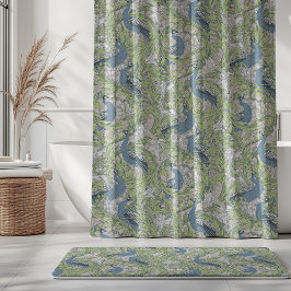 Cortina De Ducha Peacock Garden in Blue Green Grey