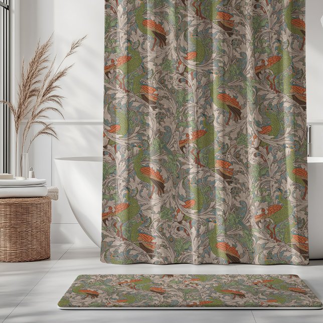 Cortina De Ducha Peacock Garden in Orange Green Teal Beige (Subido por el creador)
