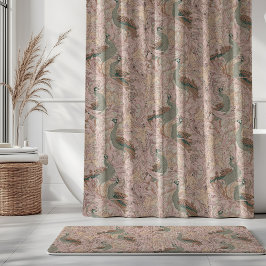 Cortina De Ducha Peacock Garden in Sage Peach Blush Beige