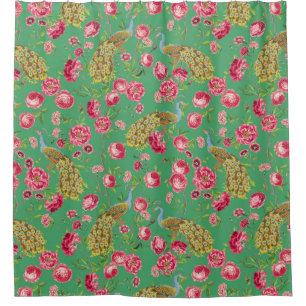 Cortina De Ducha Peacock Garden Tropical Vintage Rococo Chinoiserie