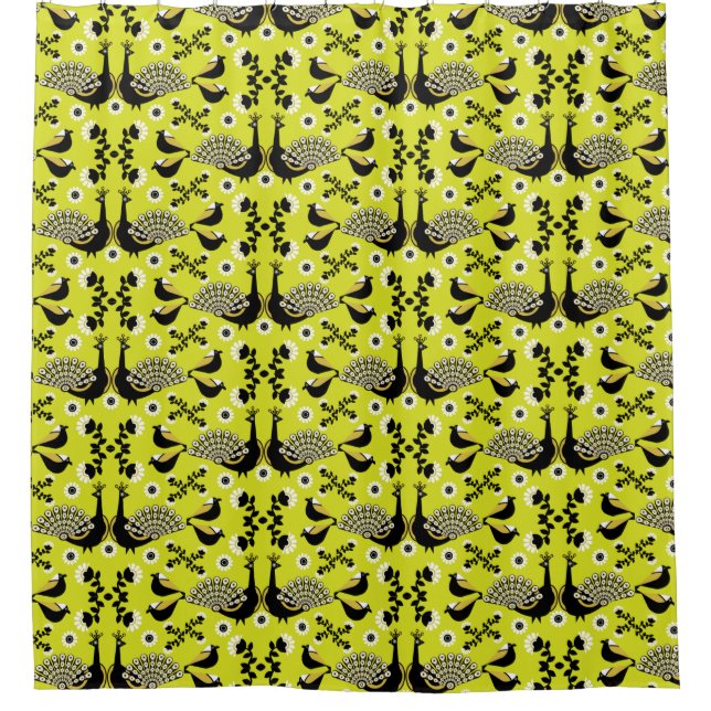 Cortina De Ducha Peacock Peafowl Bird Folk (Anverso)