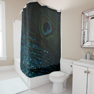 Cortina De Ducha Peacock Purpurinoso Aqua