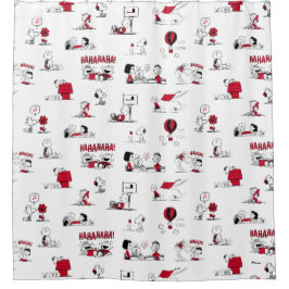 Cortina De Ducha PEANUTS | Patrón rojo y negro