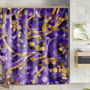 Cortina De Ducha Pebbles Mosaic Art -Amethyy Gold